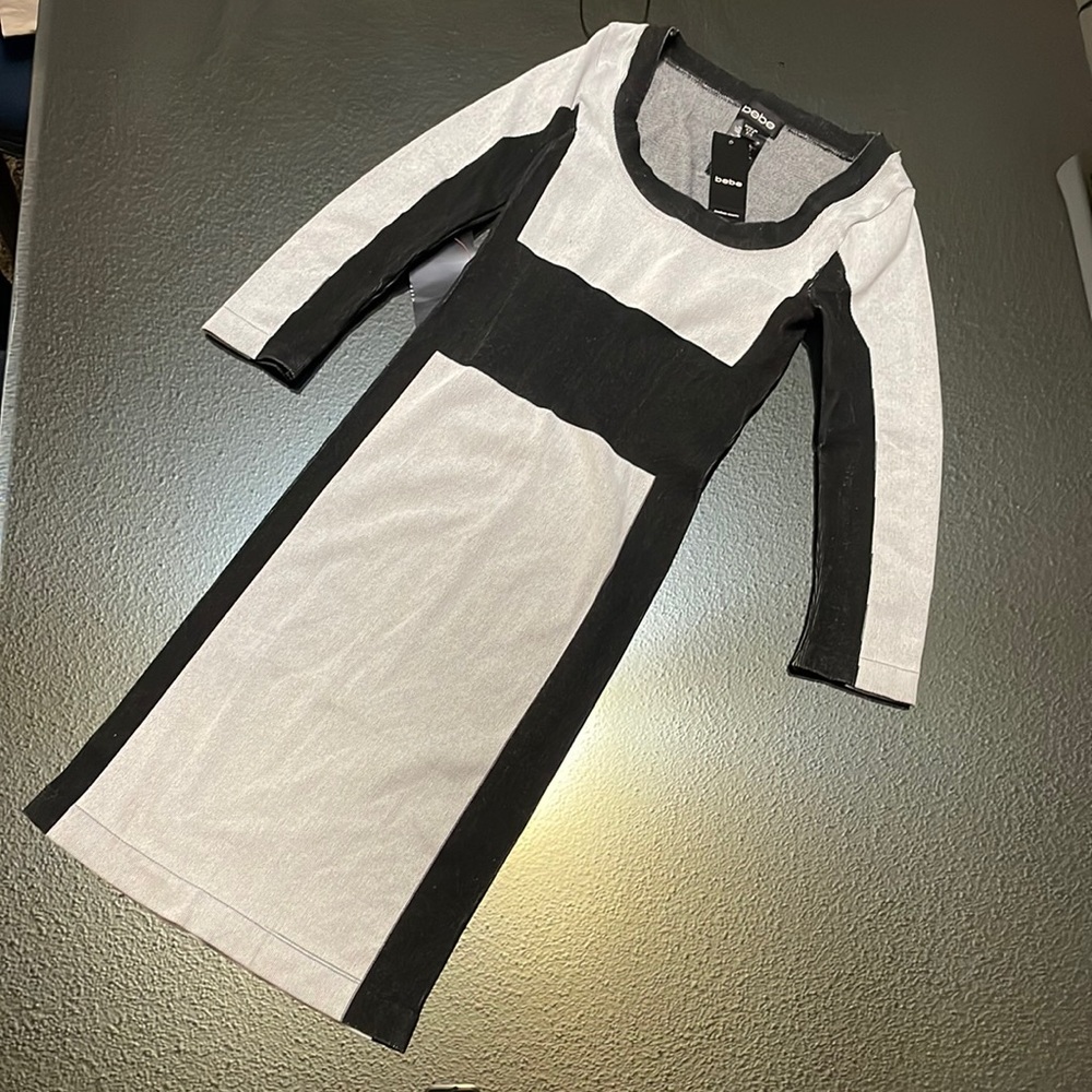 NWT bebe Spandex Dress Black and Grey size PS